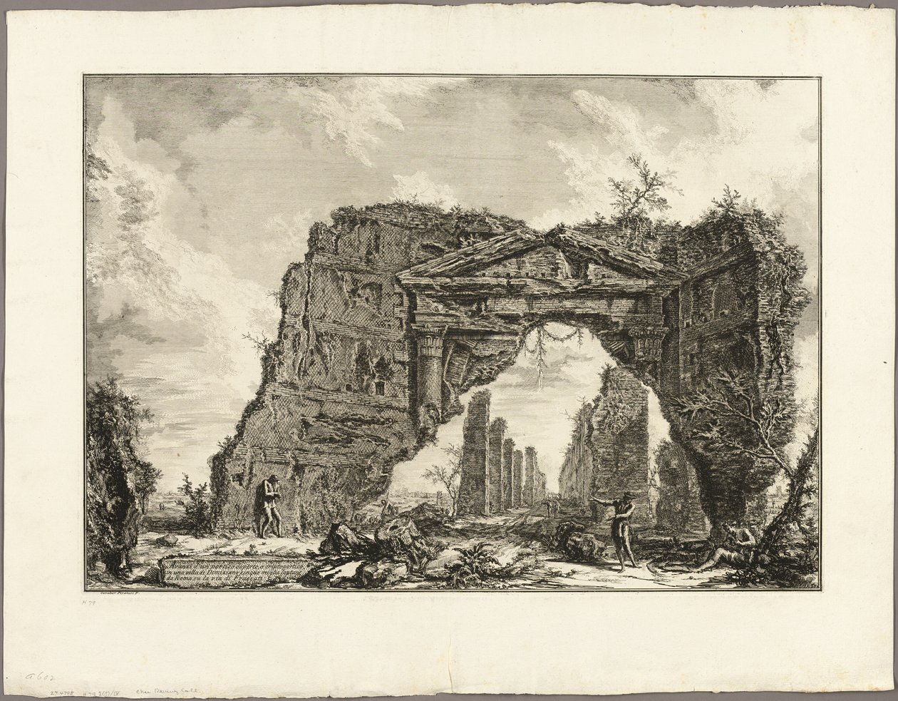 Fedett portikusz vagy kriptoporticus maradványai egy Domitianus-villában, öt mérföldre Rómán kívül, a Frascati úton, a Views of Rome felől alkotó: Giovanni Battista Piranesi