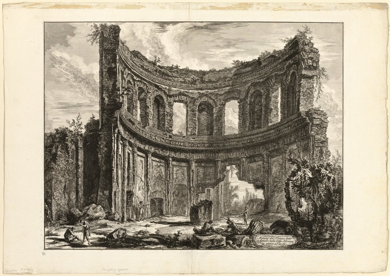 Az úgynevezett Apolló-templom maradványai Hadrianus villájában, Tivoliban, a Views of Rome (Róma látképei) című kiállításról. alkotó: Giovanni Battista Piranesi