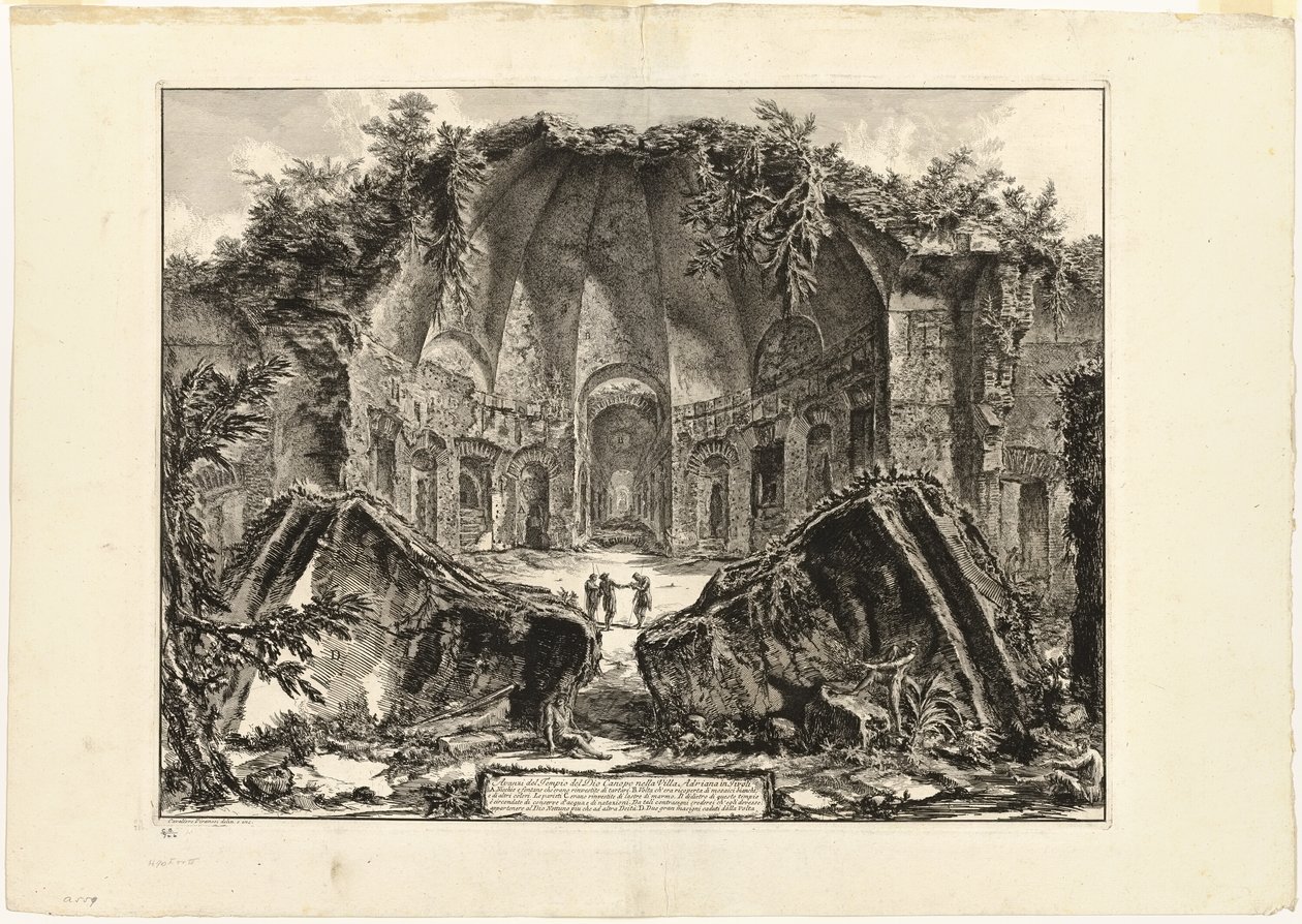 Canopus isten templomának maradványai Hadrianus villájában, Tivoliban, a Views of Rome (Róma látképei) című filmből. alkotó: Giovanni Battista Piranesi