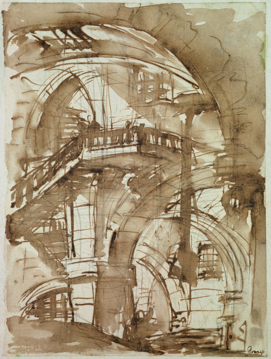Római börtön, 1744-1745 körül (toll és ceruzával átmosni) alkotó: Giovanni Battista Piranesi