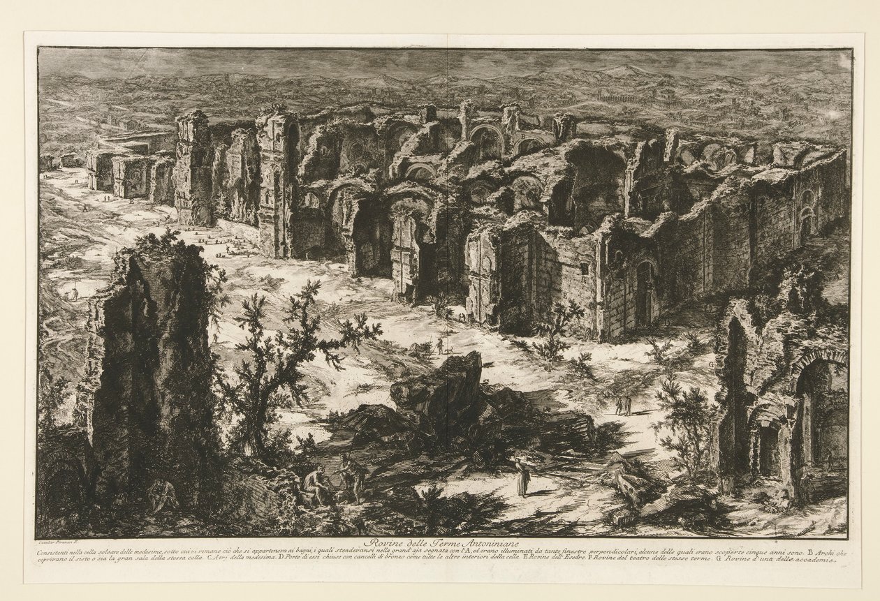 Az Antonine fürdő romjai (az Antoninus fürdő romjai [Caracalla fürdői]), Vedute di Roma alkotó: Giovanni Battista Piranesi