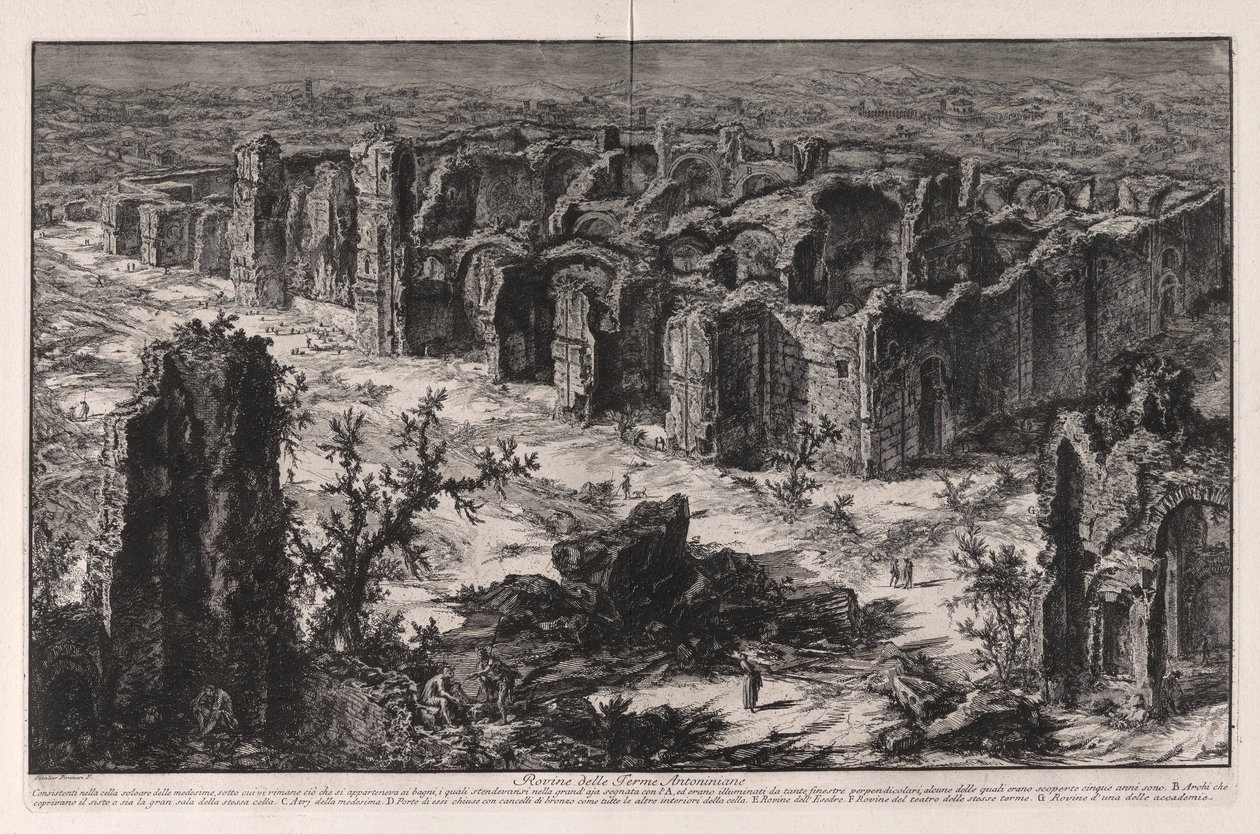 Az Antoninus-fürdő romjai [Caracalla fürdői], Vedute di Roma-ból (Római kilátás) alkotó: Giovanni Battista Piranesi