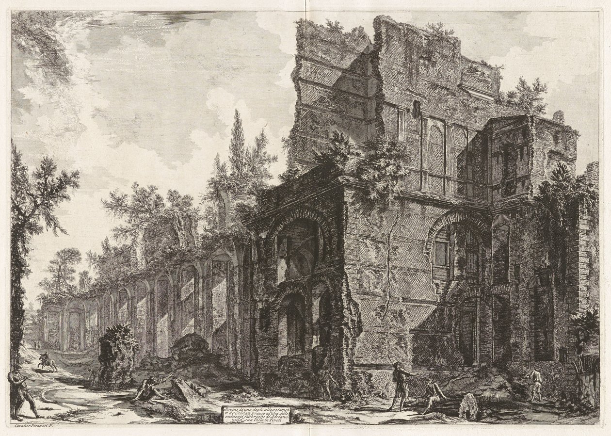Az egyik katonai kaszárnya romjai Hadrianus tivoli villájának egyik jelentős épülete, az úgynevezett Pretorio közelében alkotó: Giovanni Battista Piranesi