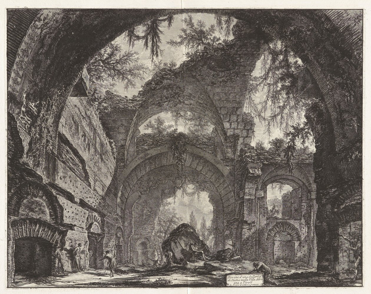 Szoborgaléria romjai Hadrianus tivoli villájában [valójában a nagy fürdők], a Vedute di Roma (Róma látképei) című sorozatból alkotó: Giovanni Battista Piranesi