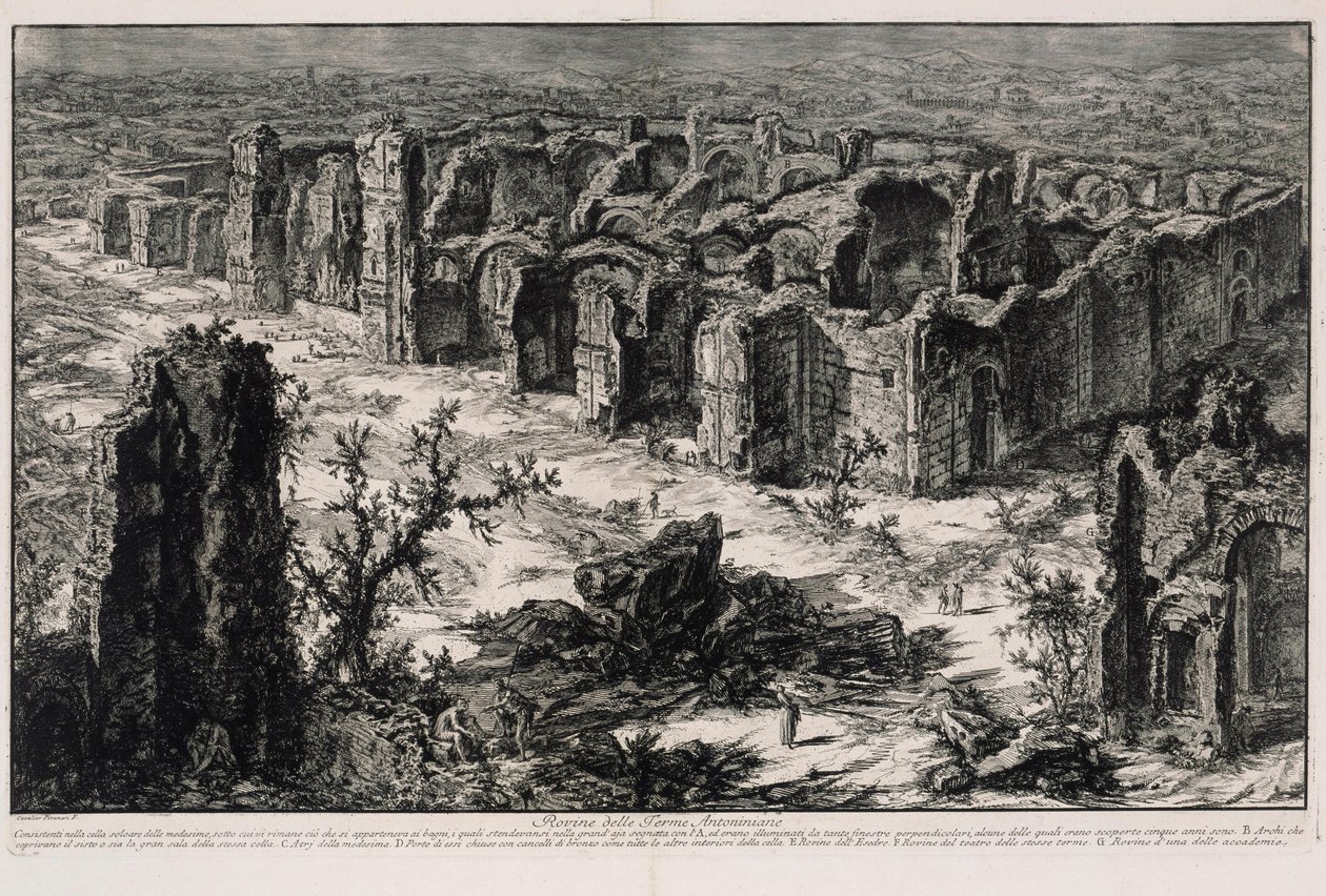 Caracalla termáinak romjai (a Vedute di Roma című műből) alkotó: Giovanni Battista Piranesi