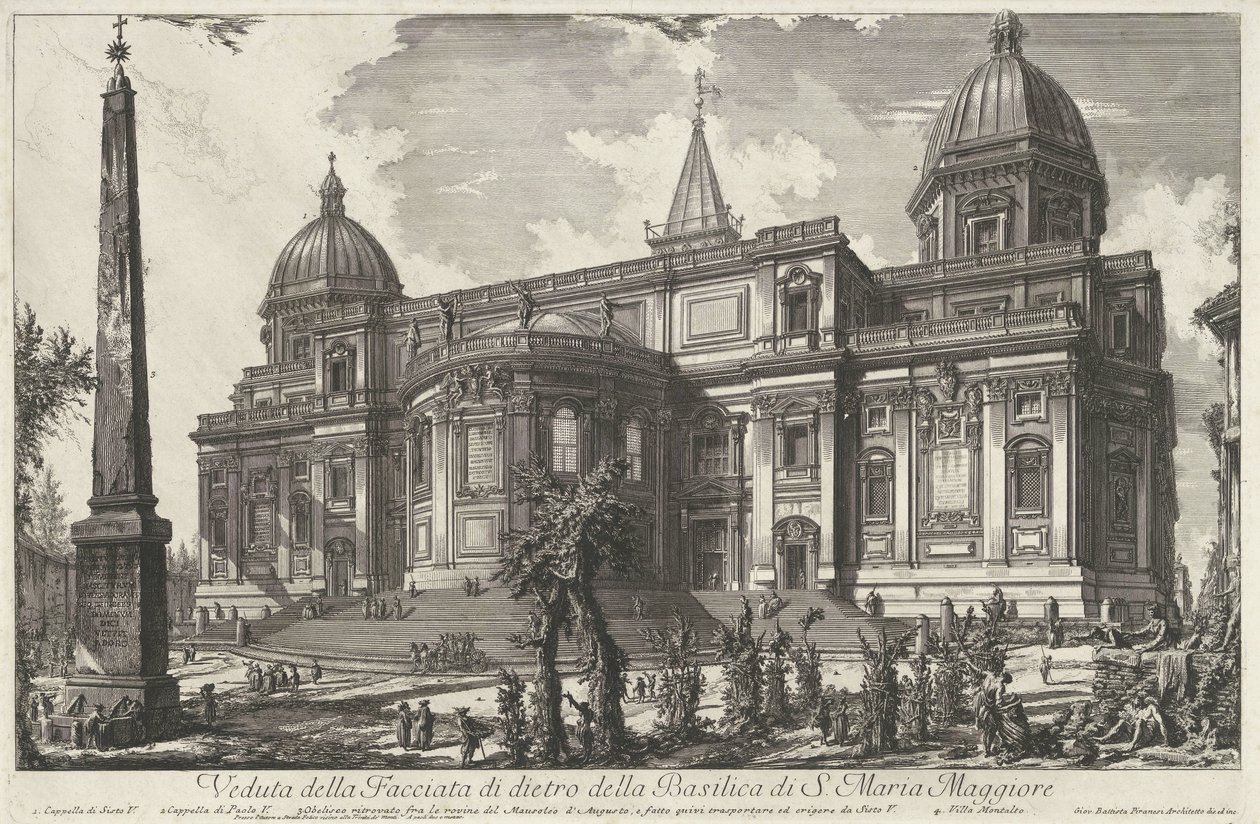 Santa Maria Maggiore Rómában Kilátás a S. Maria Maggiore-bazilika hátsó homlokzatára (cím a tárgyon) Gezichten op Rome (sorozat címe) Róma látképei, amelyeket Giambattista Piranesi építész, Ve (nez) iano tervezett és vésett (sorozat címe) alkotó: Giovanni Battista Piranesi