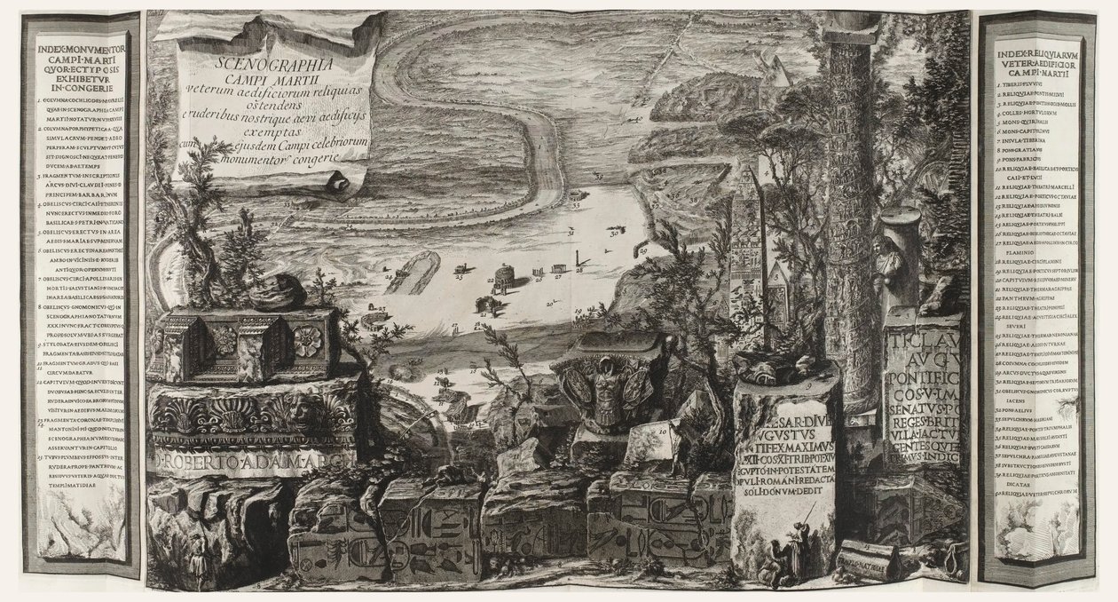 Scenographia Campi Martii, oldal az ókori római Campo Marzioból alkotó: Giovanni Battista Piranesi