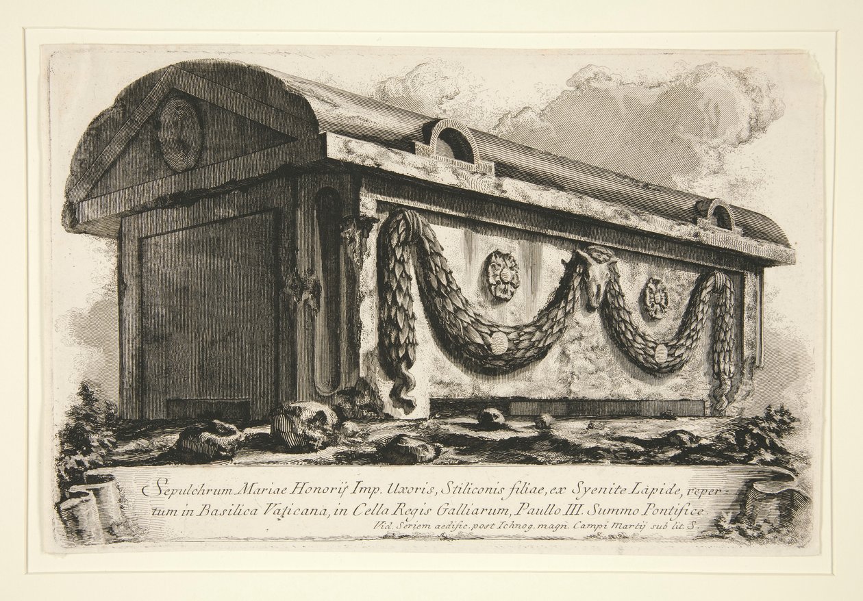 Maria Honorius Imp. sírja. A felesége alkotó: Giovanni Battista Piranesi