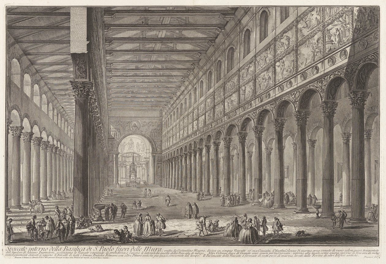 A falakon kívüli Szent Pál-bazilika belső képe alkotó: Giovanni Battista Piranesi