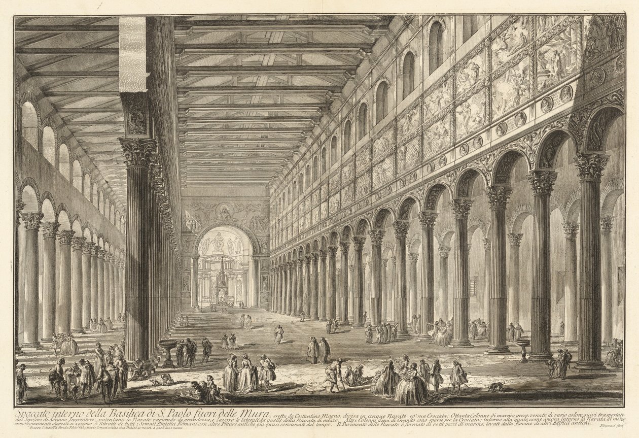 A Falakon kívüli Szent Pál-bazilika belső nézete alkotó: Giovanni Battista Piranesi