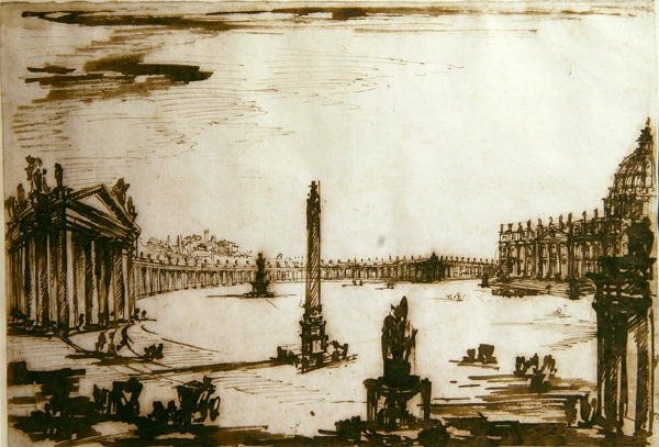 Szent Péter tér, Róma (toll és tus, papír) alkotó: Giovanni Battista Piranesi