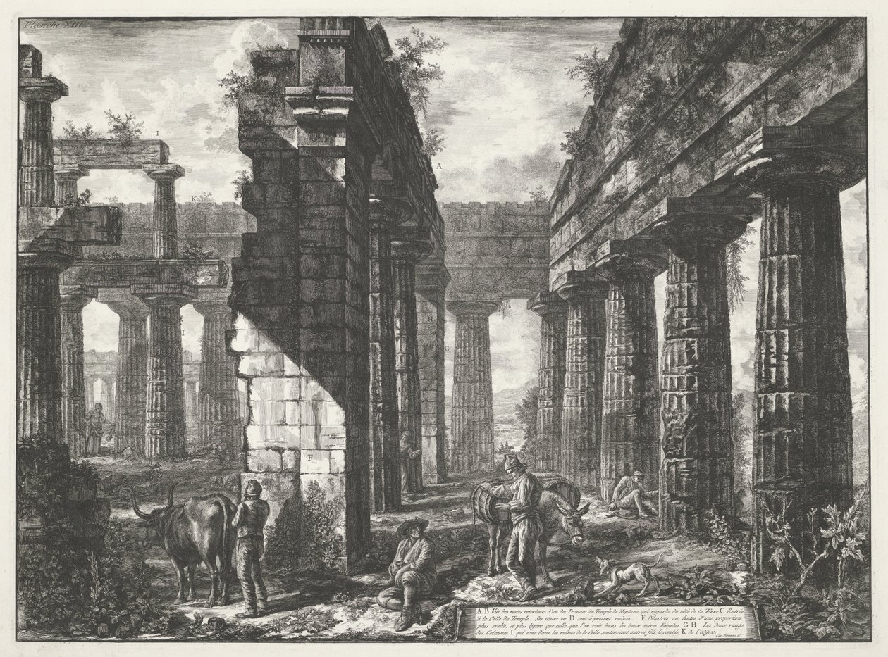 Neptunusz temploma Paestumban Különböző kilátások a Paestumban még álló három nagy épület maradványairól (sorozat címe) Différentes vues de quelques restes de trois grands édifices qui subsistent encore dans l