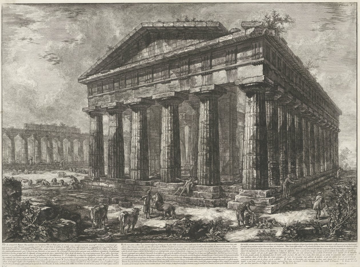 Neptunusz temploma Paestumban Vue du temple de Neptune, Dieu tutélaire de l
