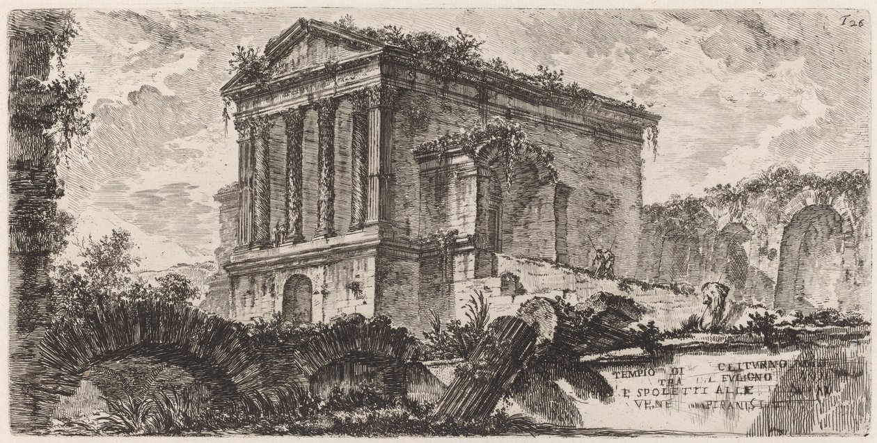 Clitumno temploma Foligno és Spoletti között alkotó: Giovanni Battista Piranesi
