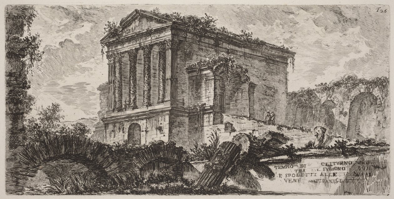 A Clitumnus-templom Foligno és Spoleto között alkotó: Giovanni Battista Piranesi