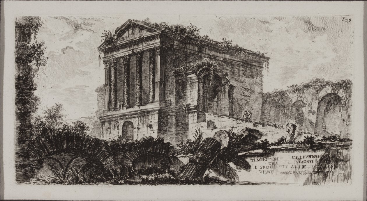 Clitumnus temploma Fulgino és Spoleto között alkotó: Giovanni Battista Piranesi
