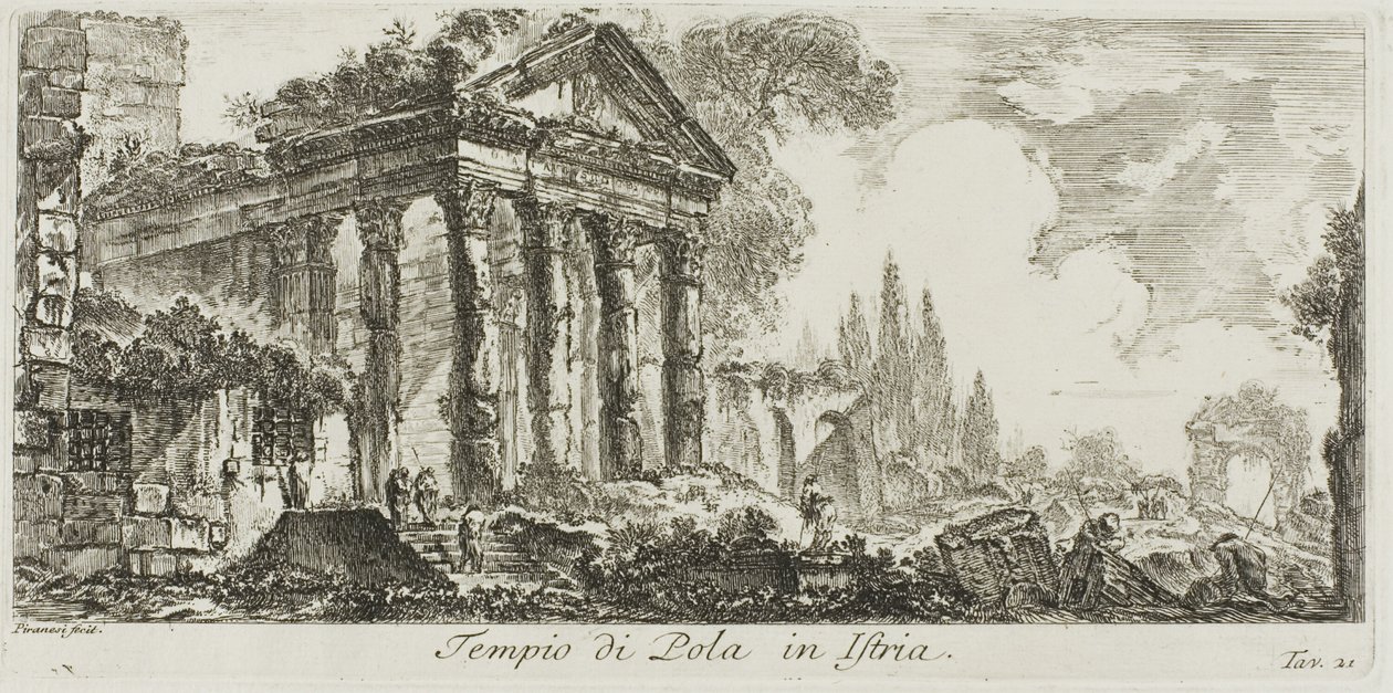 Pola temploma Isztrián, 21-es tábla a diadalívek és más emlékművek néhány kilátásából alkotó: Giovanni Battista Piranesi