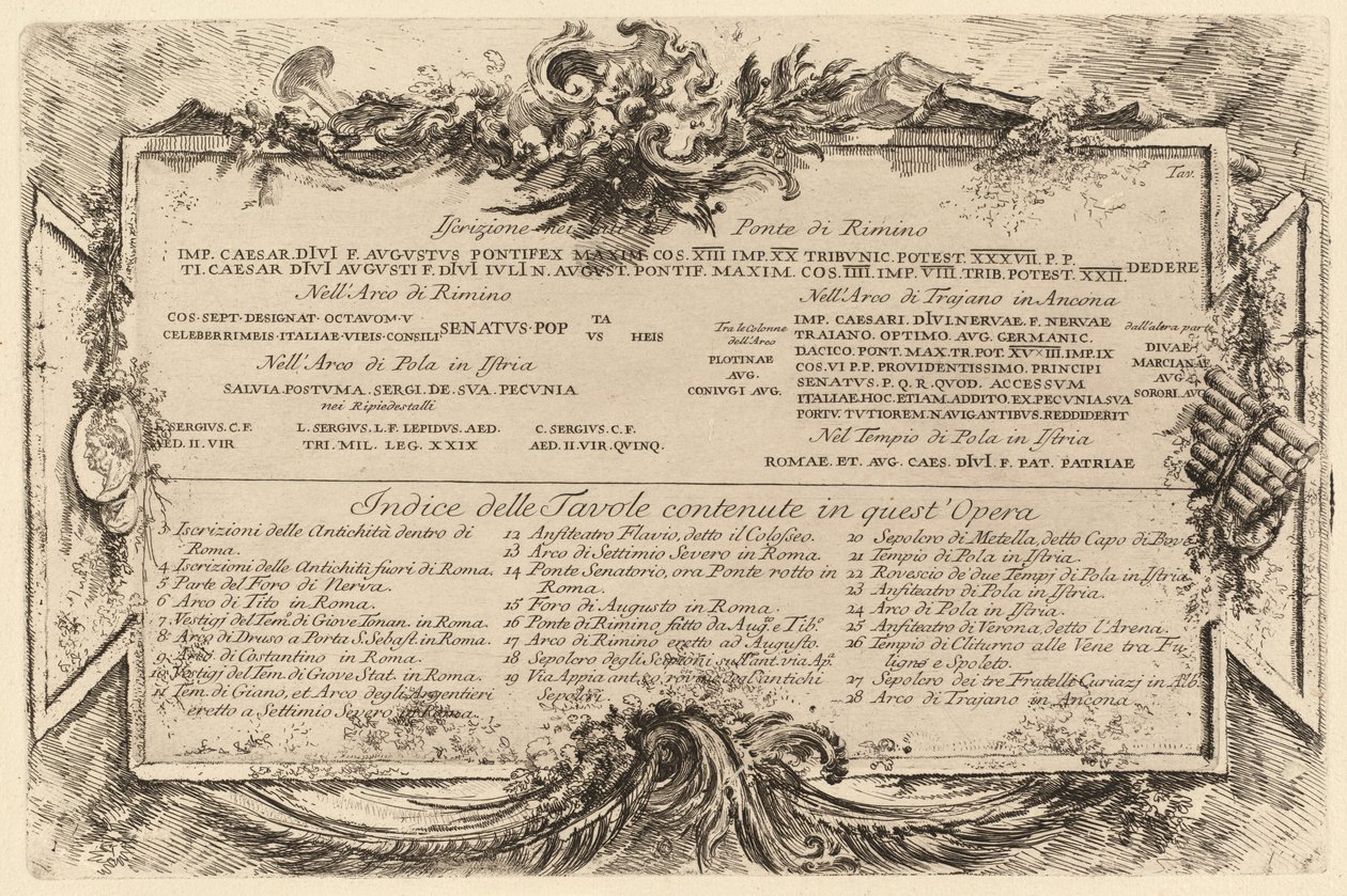 Szövegtábla alkotó: Giovanni-Battista Piranesi