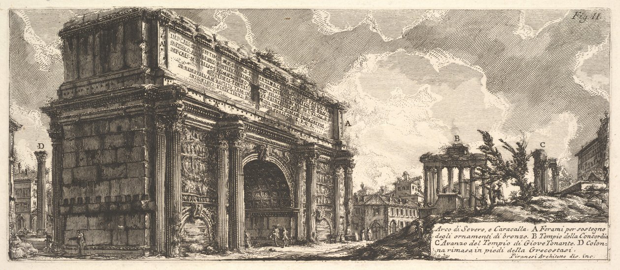 Septimius Severus íve Arco di Severo, e Caracalla, kb. 1756 alkotó: Giovanni Battista Piranesi