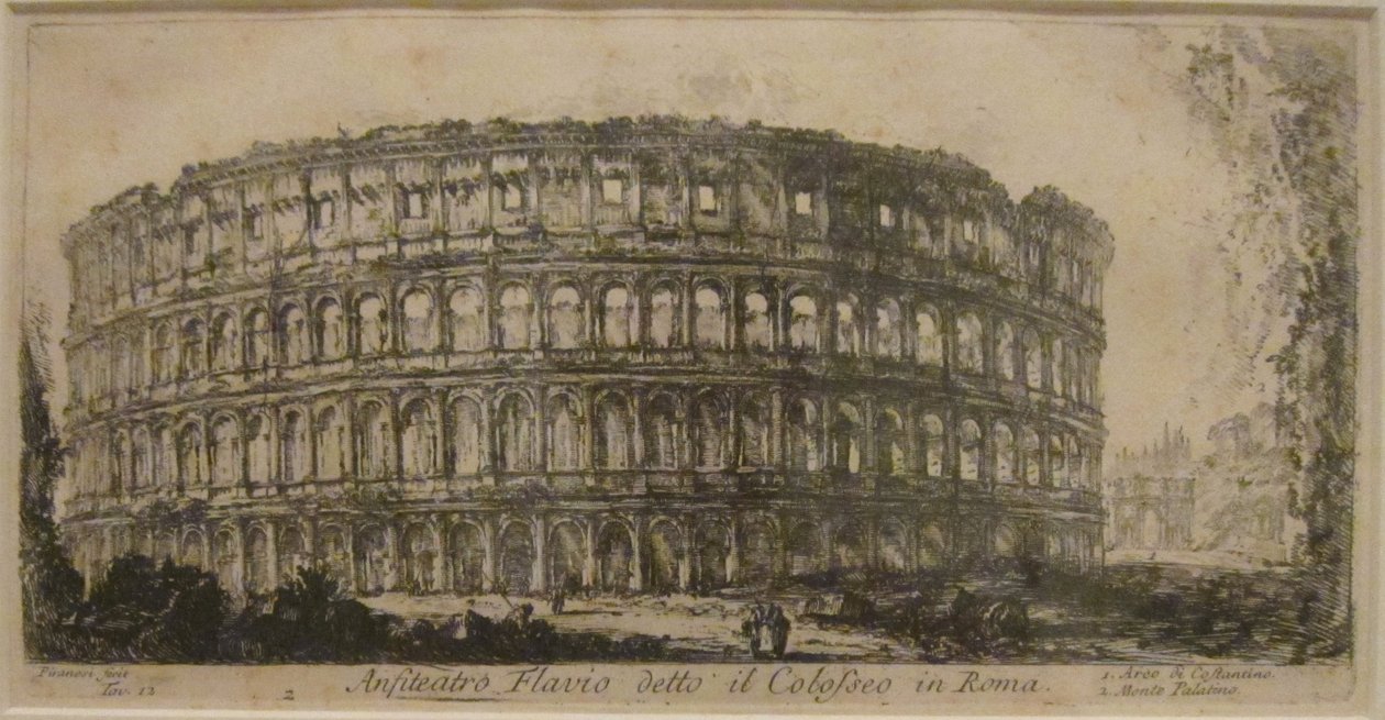 "A Flaviai amfiteátrum" Piranesi "Róma látképei" című művéből, metszet, Honolulu Museum of Art alkotó: Giovanni Battista Piranesi