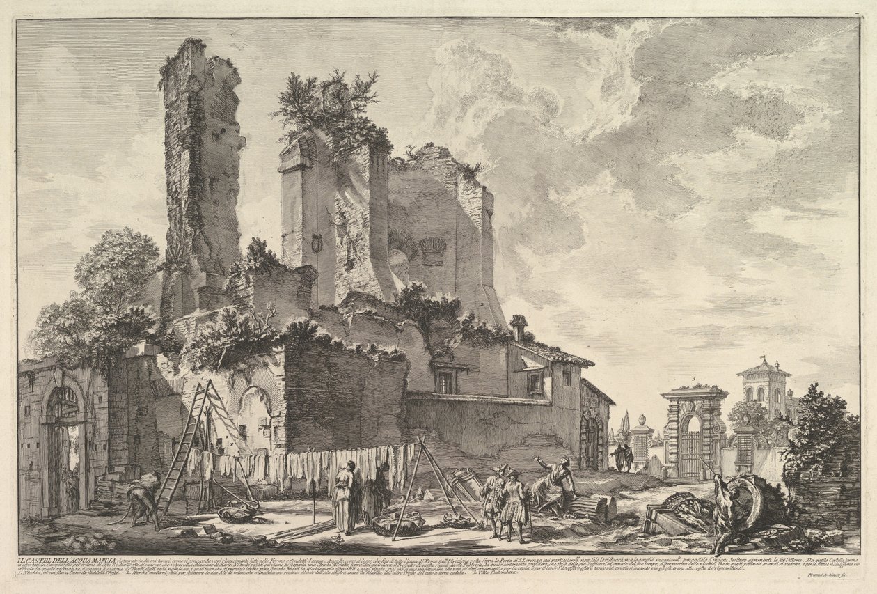 Az Aqua Giulia-kút (Kilátás az Aqua Giulia-kastély romjaira) alkotó: Giovanni Battista Piranesi