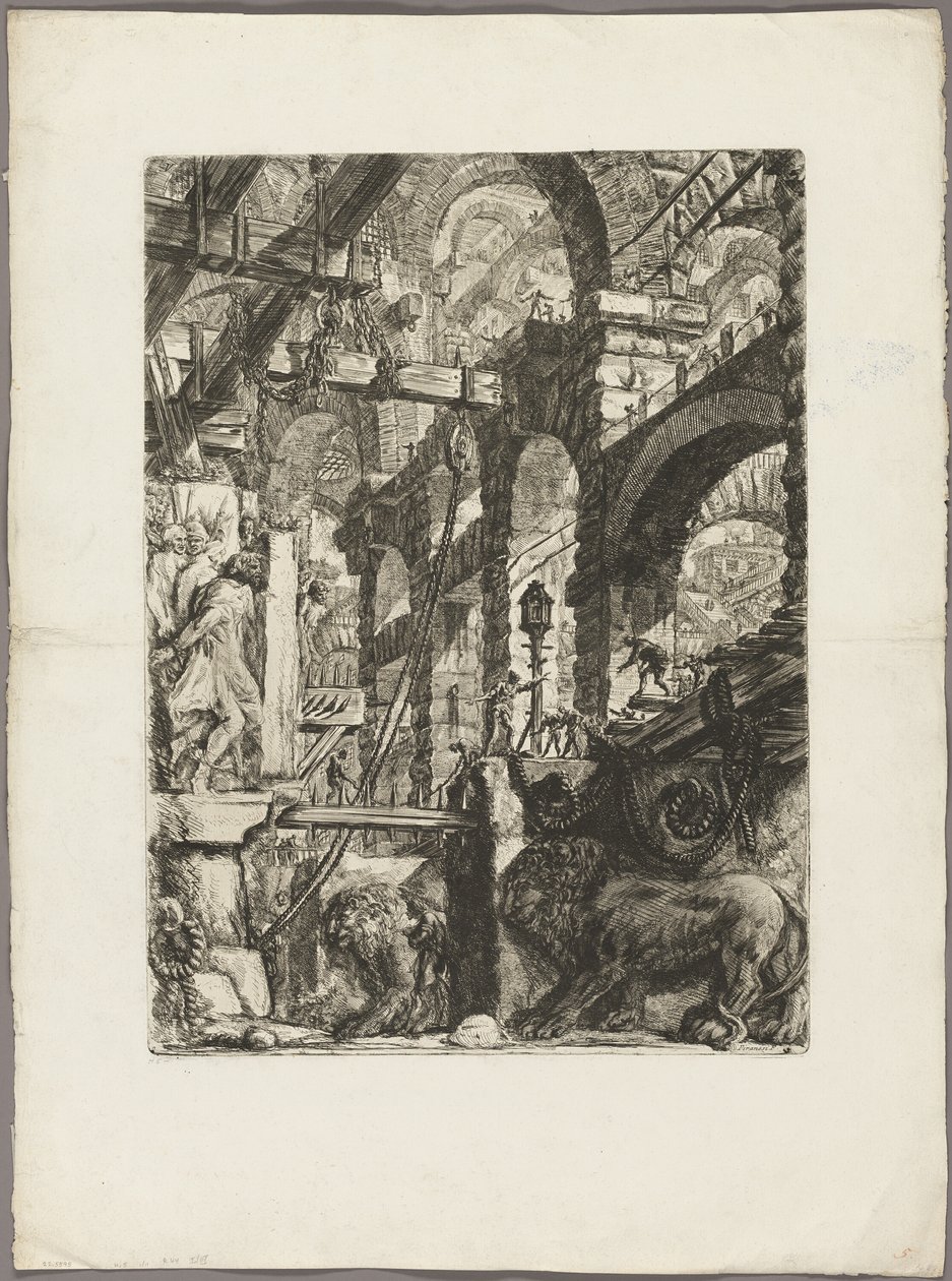 Az Oroszlán domborművek, 5. tábla a képzeletbeli börtönökből alkotó: Giovanni Battista Piranesi