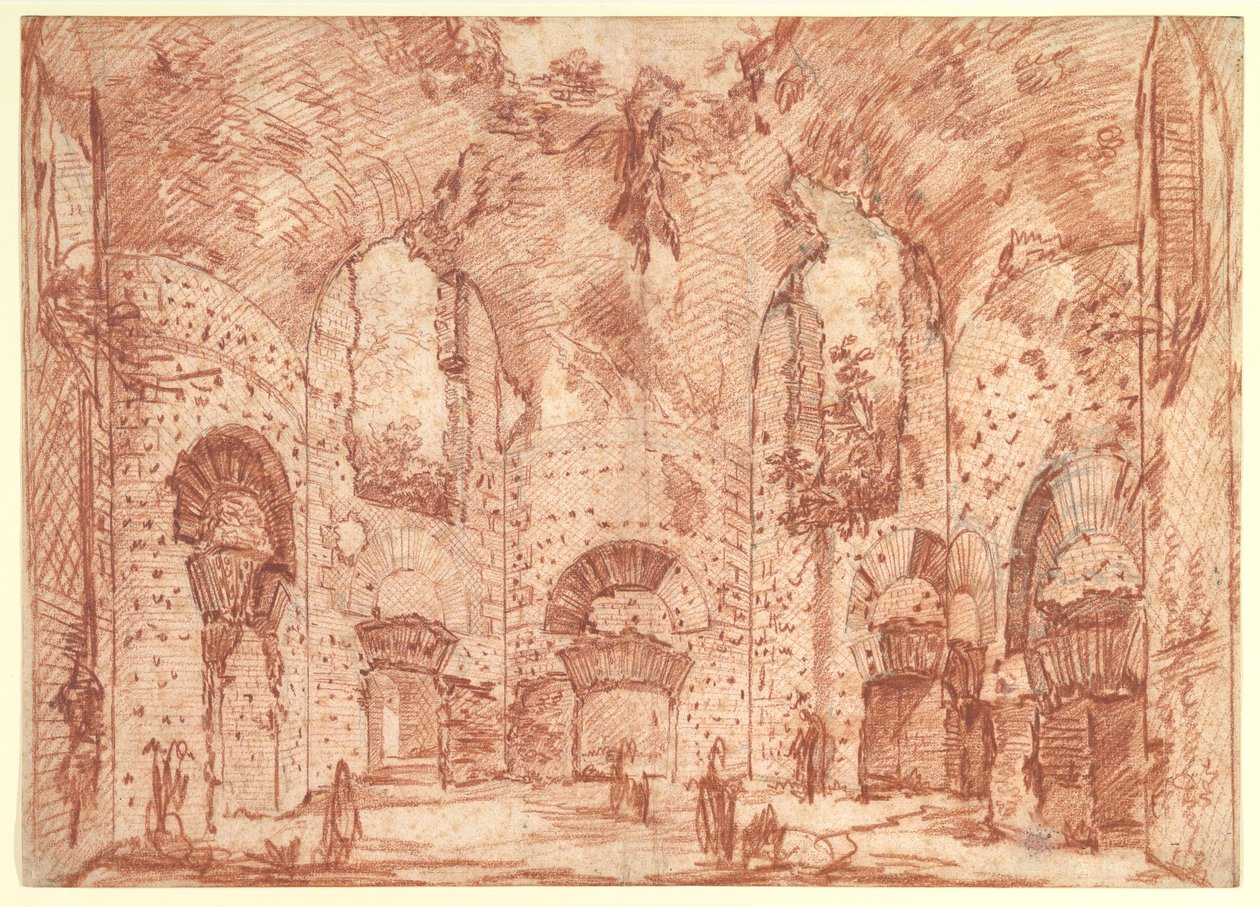 A nyolcszögletű terem a Kis Fürdőkben Hadrianus villájában (Tivoli) alkotó: Giovanni Battista Piranesi