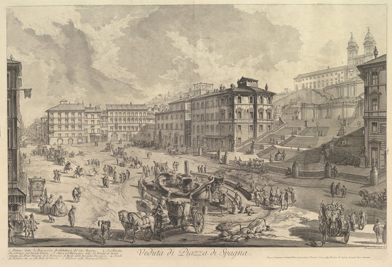 A Spanyol lépcső Kilátás a Spanyol lépcsőre, kb. 1750. alkotó: Giovanni Battista Piranesi