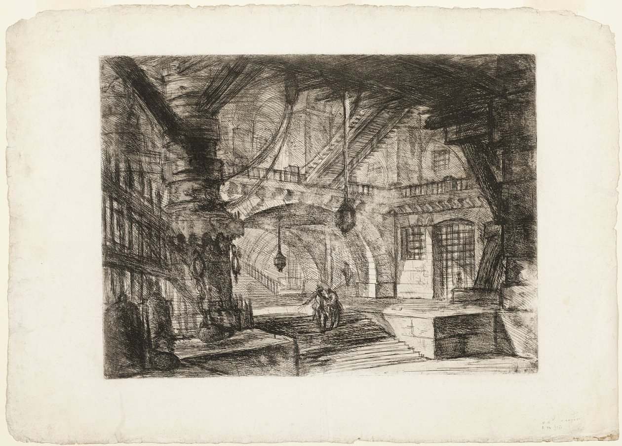 The Pier with Chains, 16. lemez a Képzelt börtönökből alkotó: Giovanni Battista Piranesi