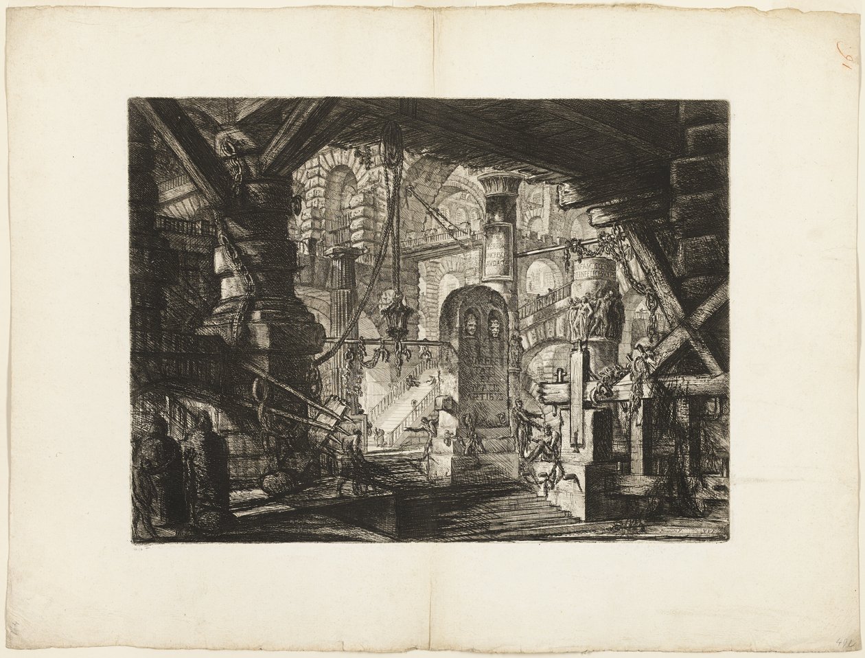 The Pier with Chains, 16. lemez a Képzelt börtönökből alkotó: Giovanni Battista Piranesi