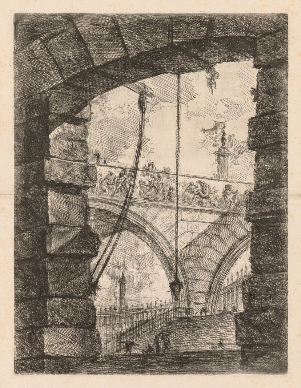 A börtönök: Magas boltív frízzel, 1745-1750. alkotó: Giovanni Battista Piranesi