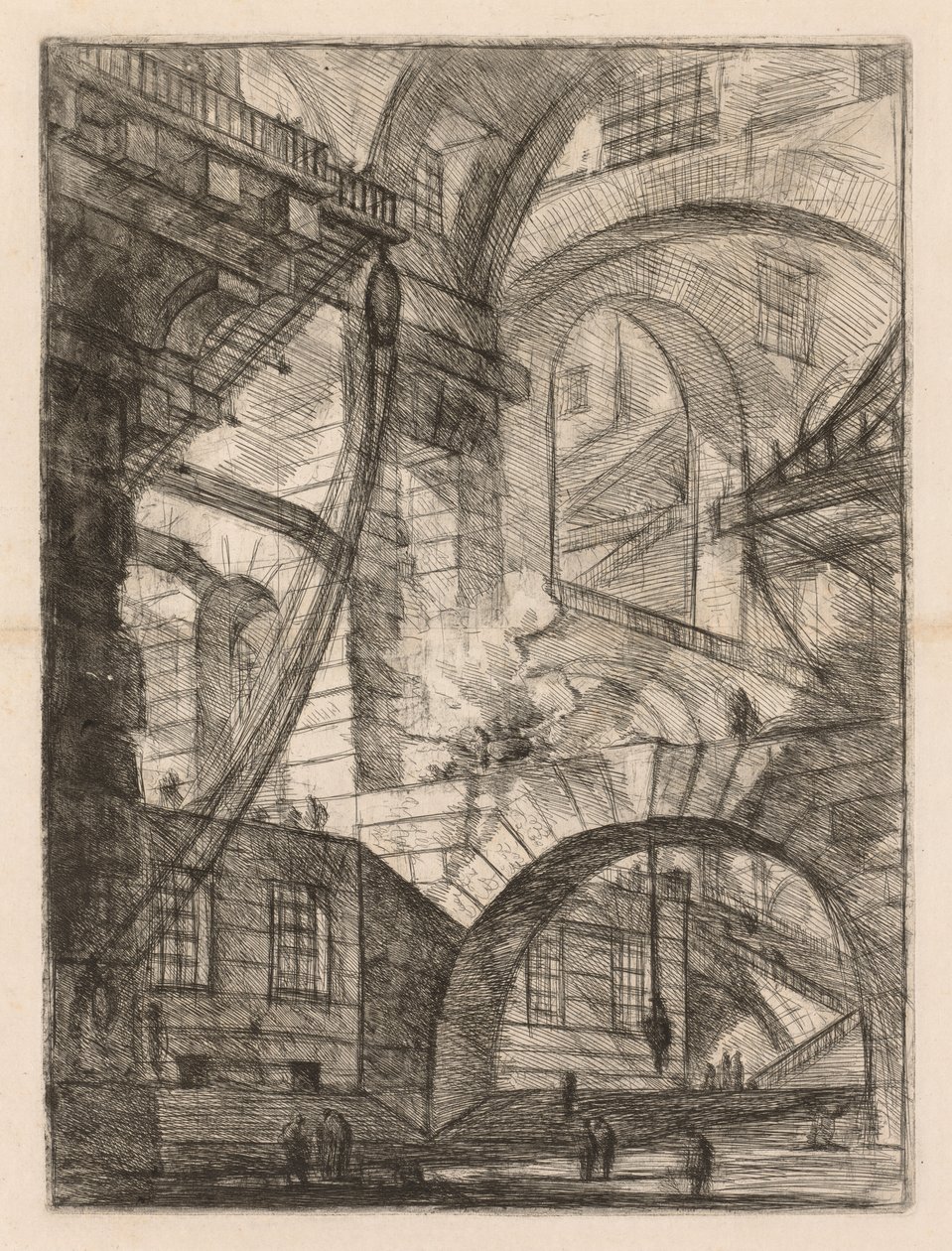 A börtönök: füstölgő tűzes boltívek perspektívája alkotó: Giovanni Battista Piranesi