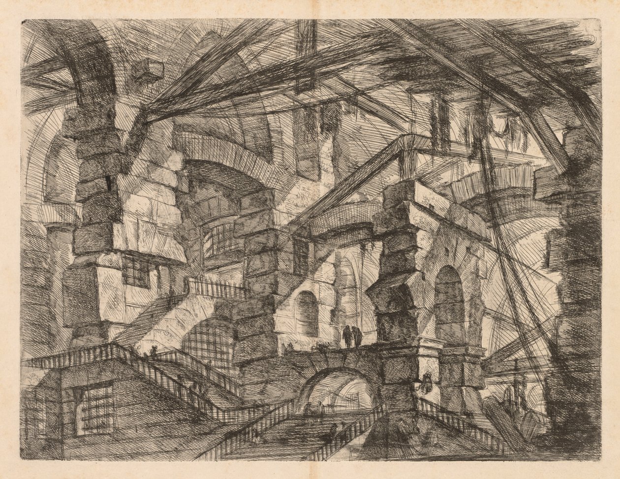 The Prisons: A Perspective of Colonnades with Zig-Zag Staircase, 1745-1750. alkotó: Giovanni Battista Piranesi