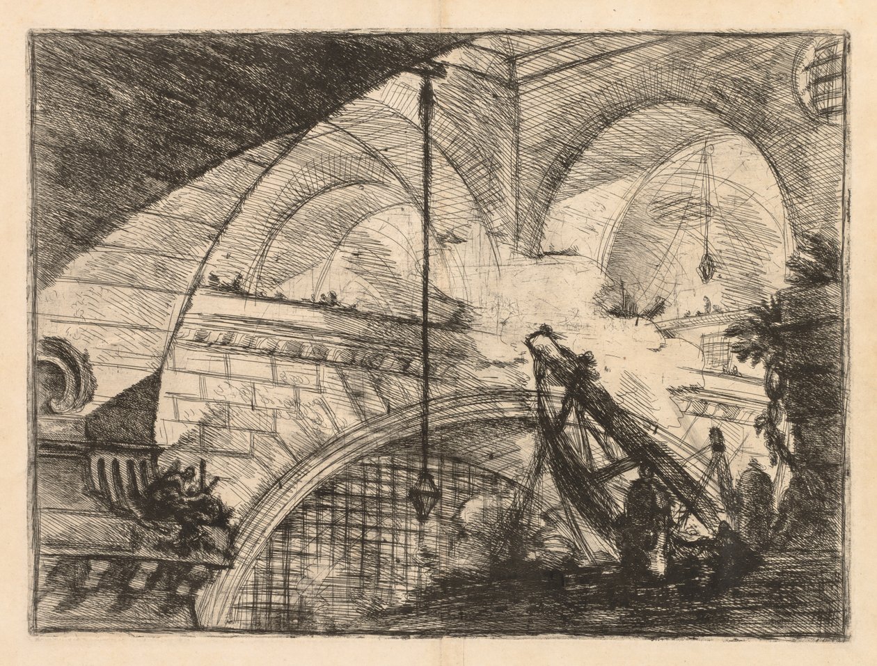 A börtönök: Galériák sorozata daruszerű gerendák felállításával alkotó: Giovanni Battista Piranesi