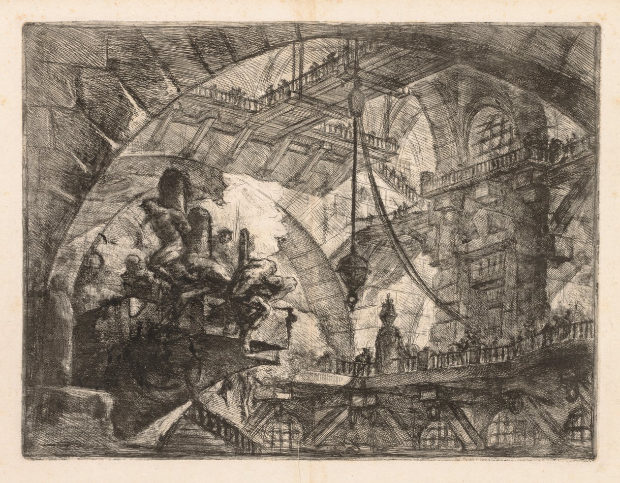 A börtönök: egy hatalmas galéria fogolycsoporttal alkotó: Giovanni Battista Piranesi