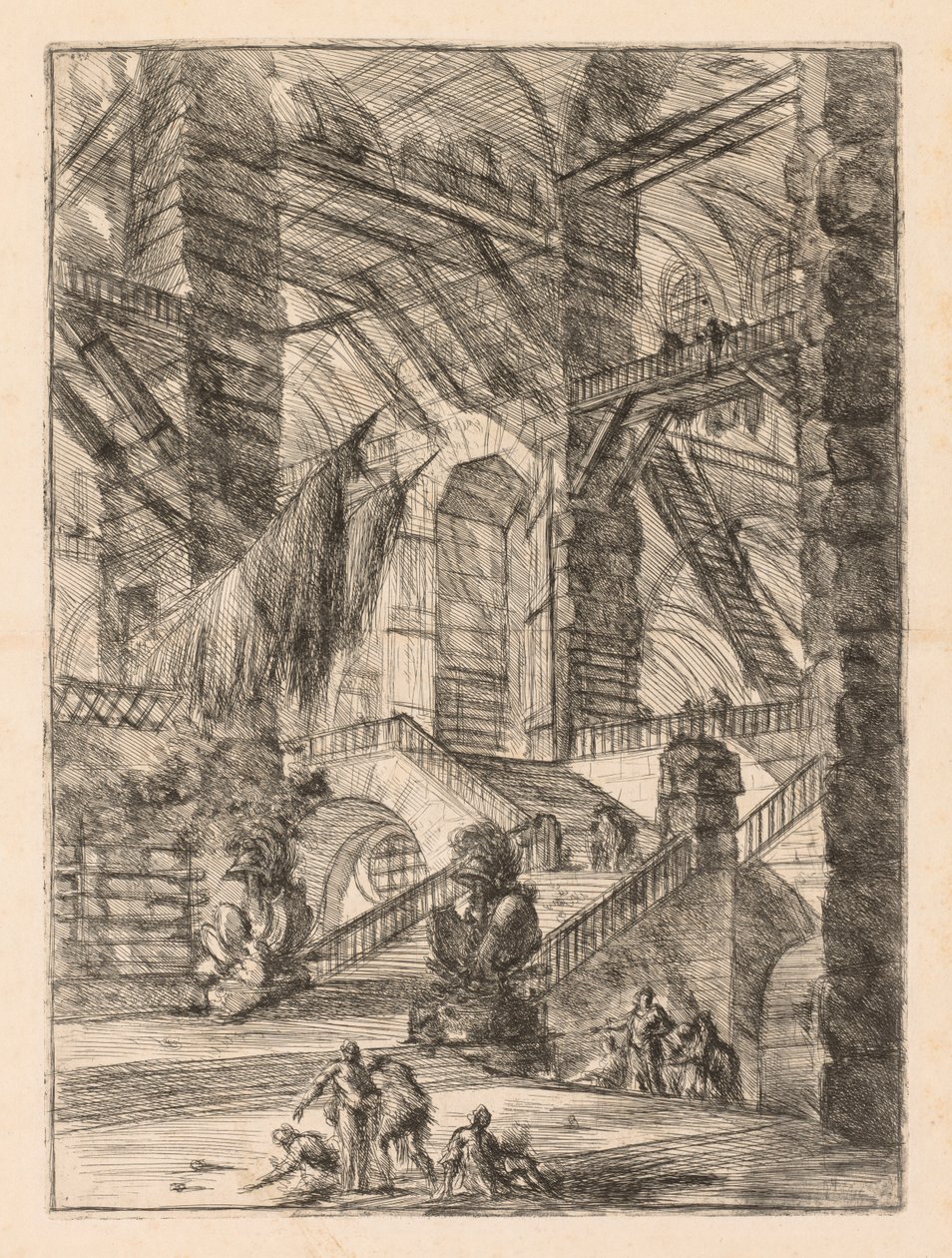 A börtönök: Hatalmas belső tér trófeákkal, 1745-1750. alkotó: Giovanni Battista Piranesi