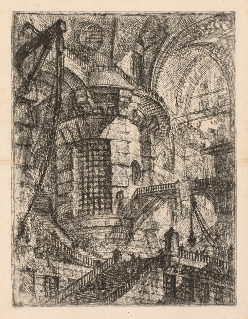 A börtönök: boltíves épület központi oszloppal, rácsos ablakkal, 1745-1750. alkotó: Giovanni Battista Piranesi