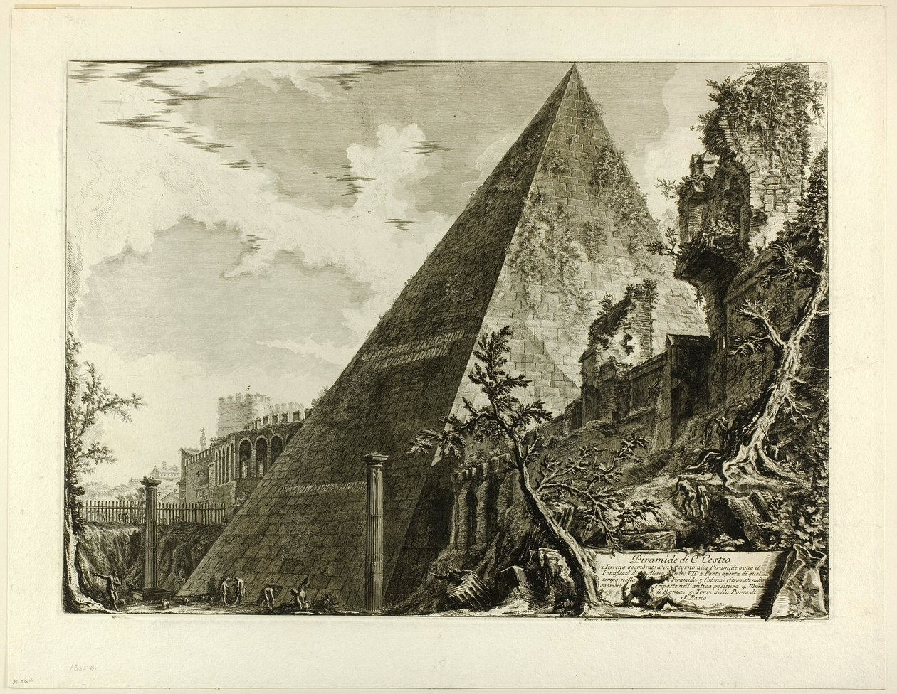Gaius Cestius piramisa a Római kilátásból alkotó: Giovanni Battista Piranesi
