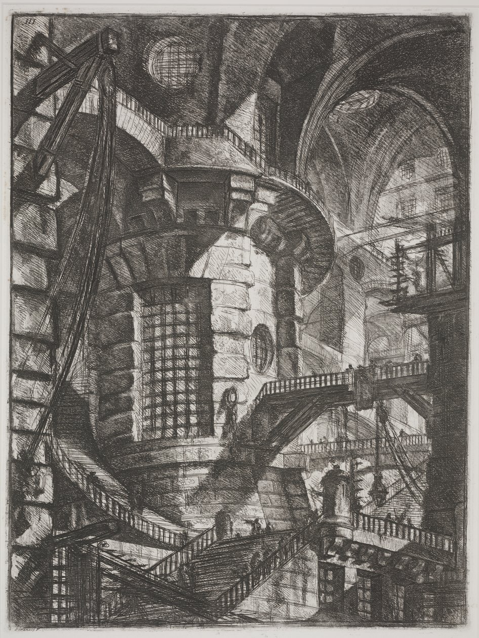 A kerek torony, 1761 körül (rézkarc) alkotó: Giovanni Battista Piranesi