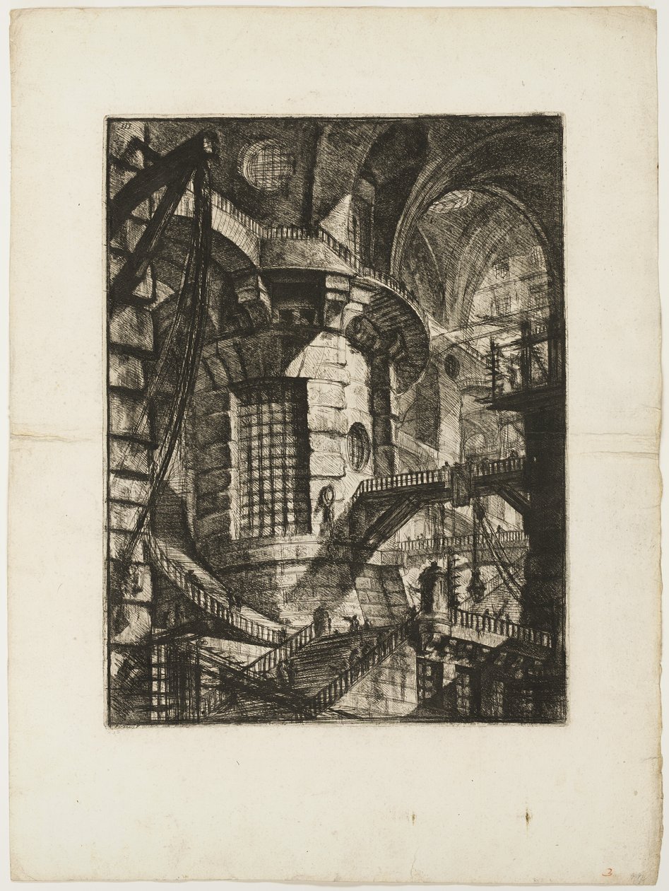 A Kerek torony, 3. lemez a Képzelt börtönökből alkotó: Giovanni Battista Piranesi