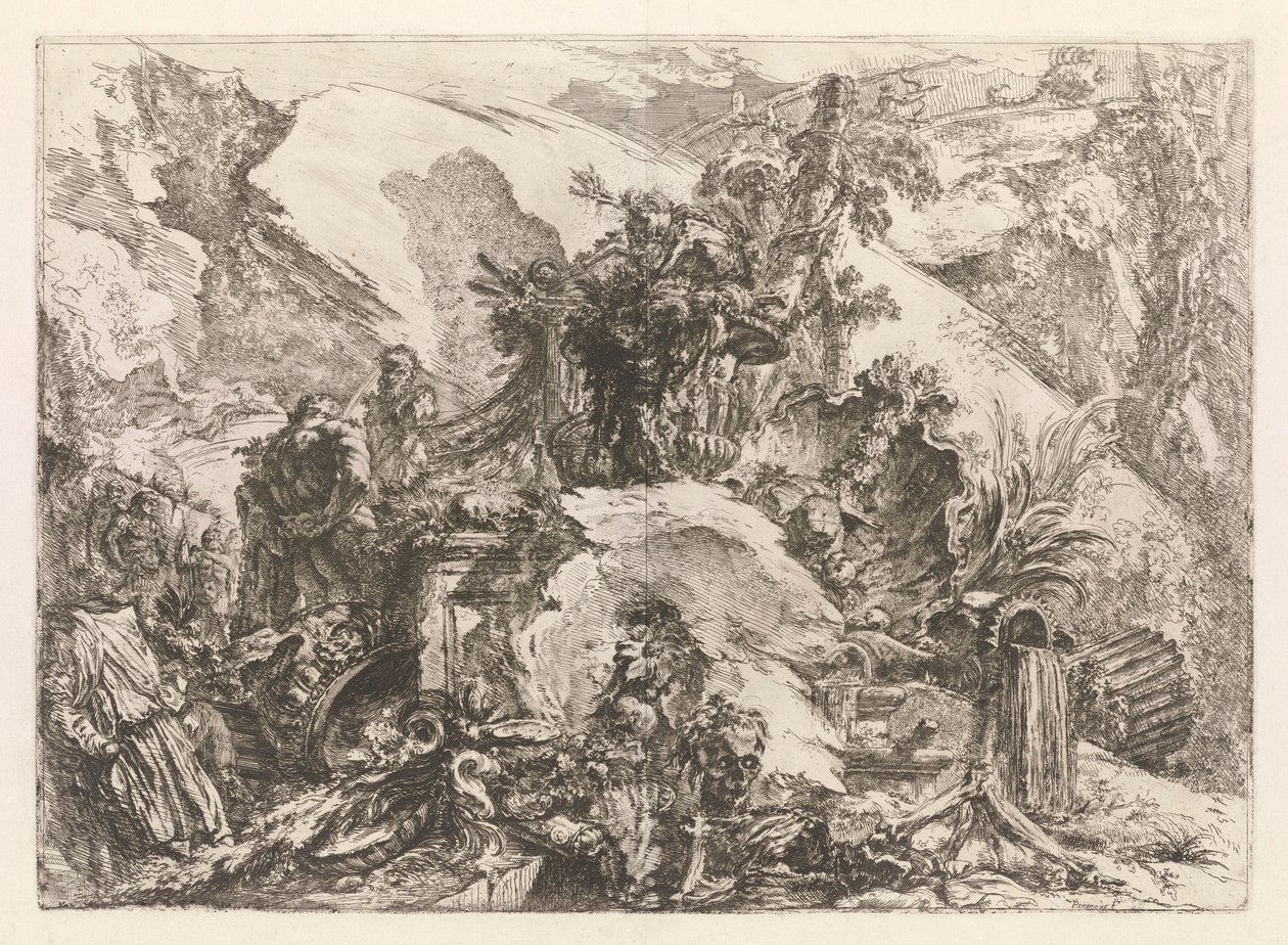 A csontvázak, Grotteschiból (groteszkek) alkotó: Giovanni Battista Piranesi