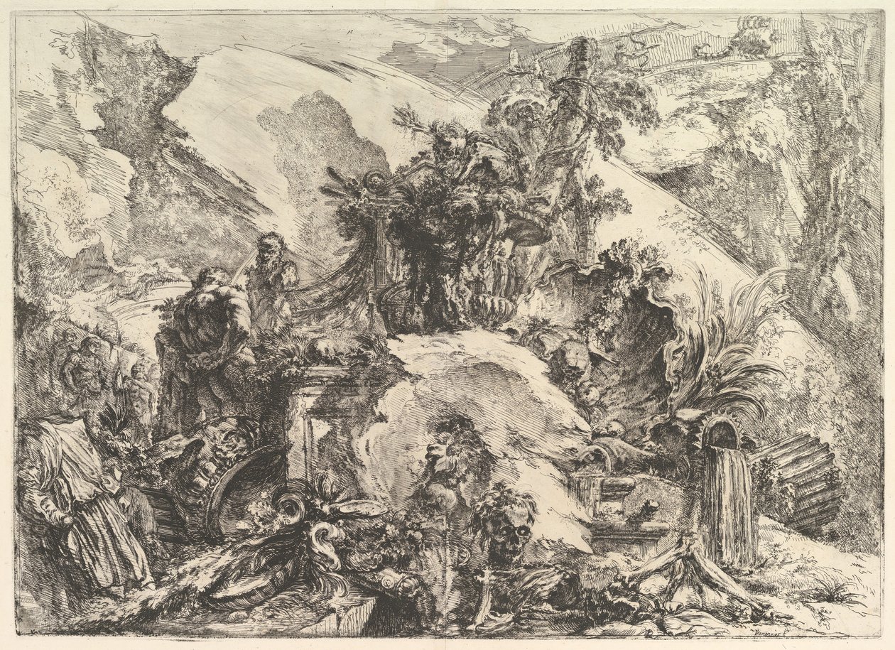 The Skeletons, Grotteschi Grotesques, kb. 1748. alkotó: Giovanni Battista Piranesi
