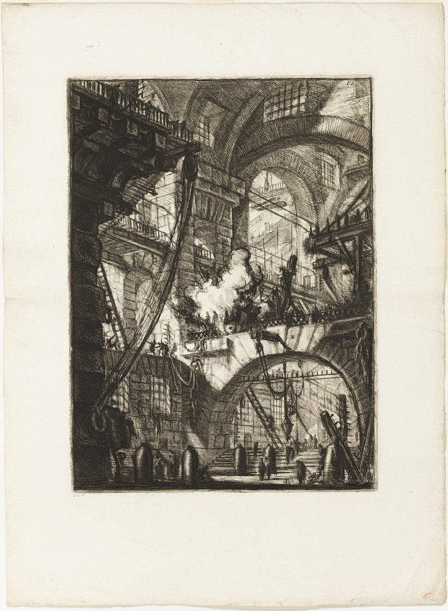 A füstölgő tűz, 6. tábla a képzeletbeli börtönökből alkotó: Giovanni Battista Piranesi