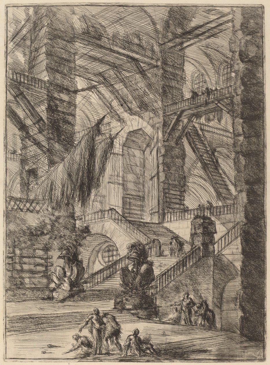 A lépcsőház trófeákkal alkotó: Giovanni Battista Piranesi