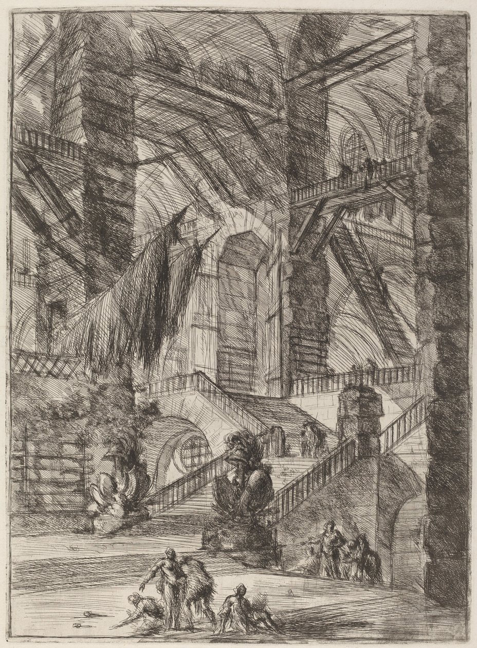 A lépcsőház trófeákkal alkotó: Giovanni Battista Piranesi