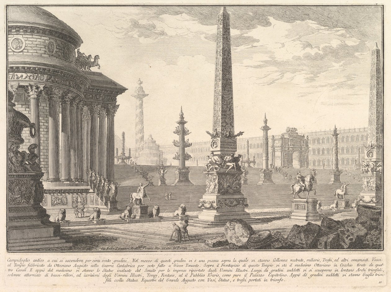 Az ókori Capitolium körülbelül száz lépcsőn emelkedett felfelé. . . Campidoglio hangya..., kb. 1750. alkotó: Giovanni Battista Piranesi