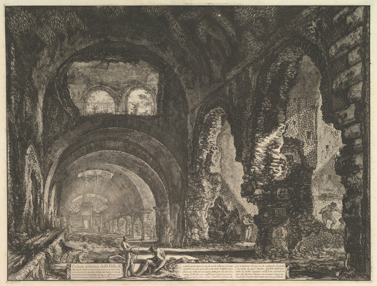 Az úgynevezett Maecenas villája Tivoliban. Belső két figurával a... nyílásában, kb. 1764. alkotó: Giovanni Battista Piranesi
