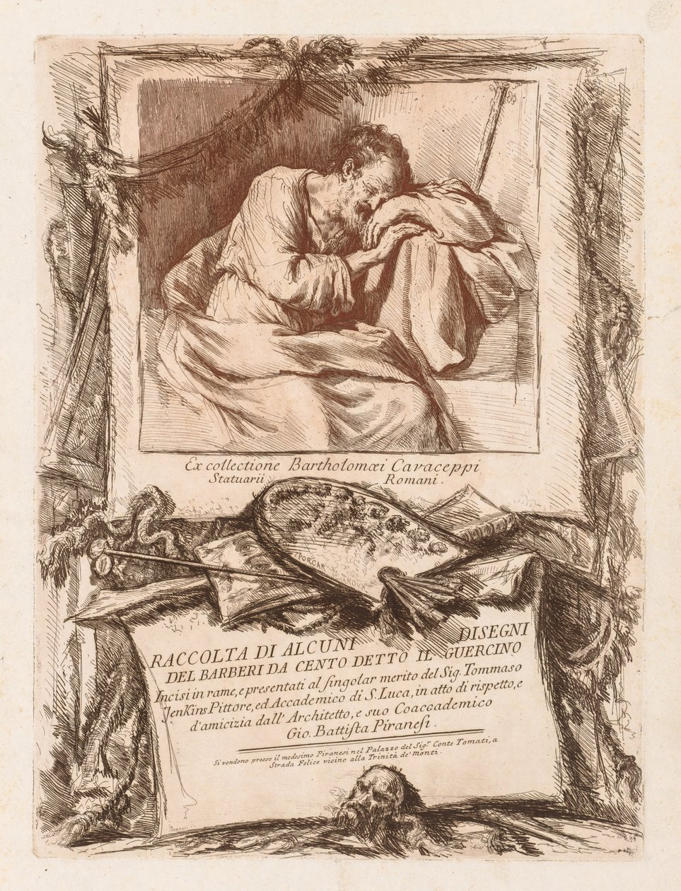 Barberi néhány rajzának címlapja a Cento Ietto il Gerucinóból, 1764. alkotó: Giovanni Battista Piranesi