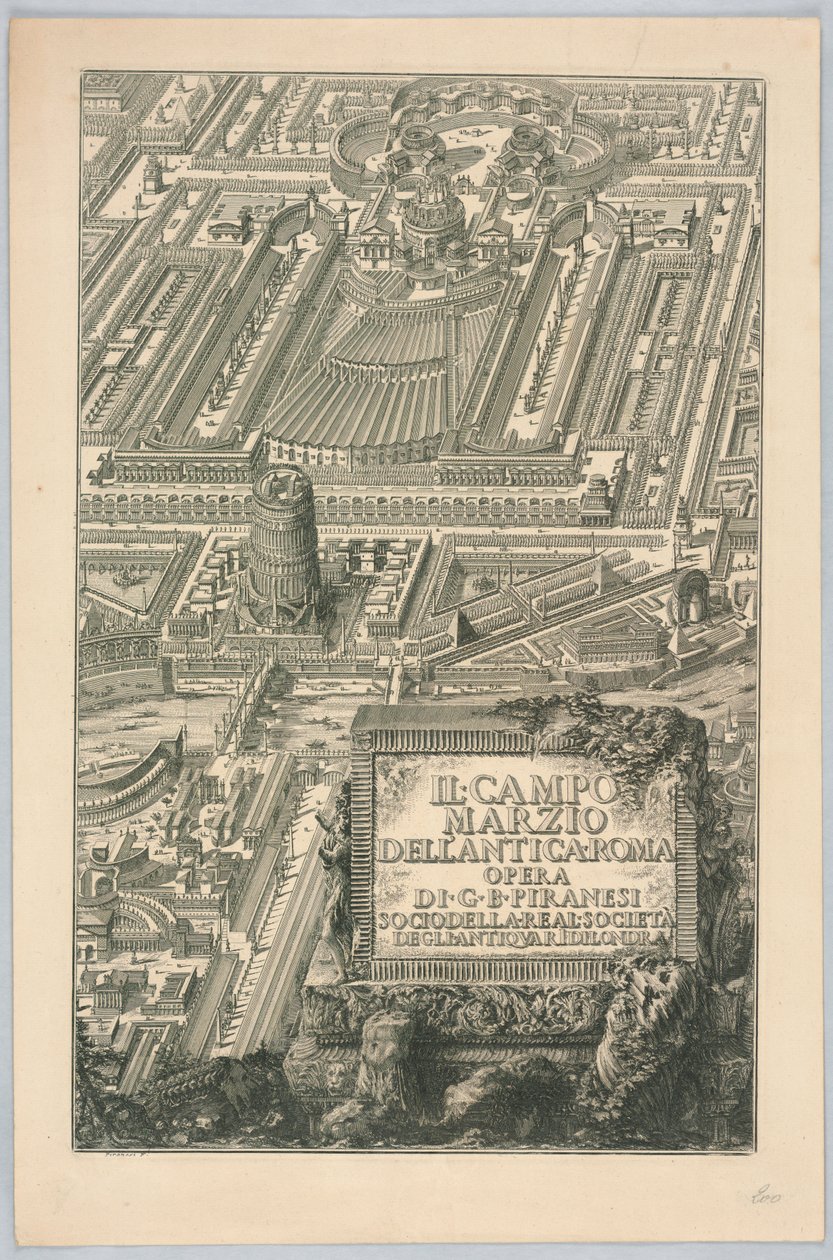 Címlap: "Az ókori római Campo Marzio" a "Giovanni Battista Piranesi teljes művei" 20. részéből alkotó: Giovanni Battista Piranesi