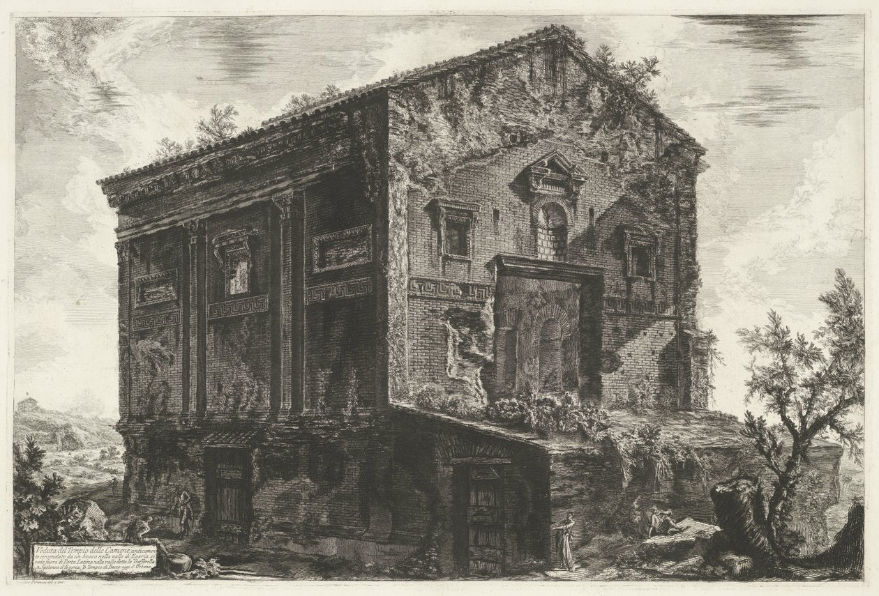 Tombe van Aspasia Annia Regilla Rómában Kilátás a Camene-templomra (cím a tárgyon) Gezichten op Rome (sorozat címe) Róma látképeit Giambattista Piranesi építész, Ve(nez)iano rajzolta és vésette (sorozat címe) alkotó: Giovanni Battista Piranesi
